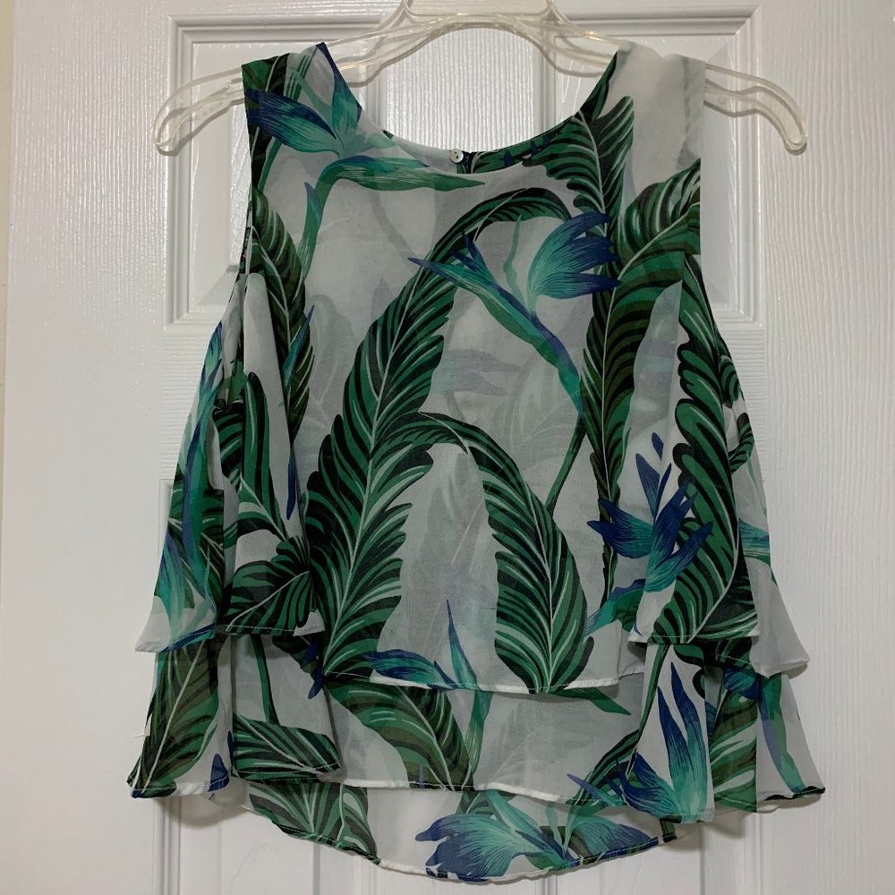 Zara, Flowy Tropical Crop Top, Medium